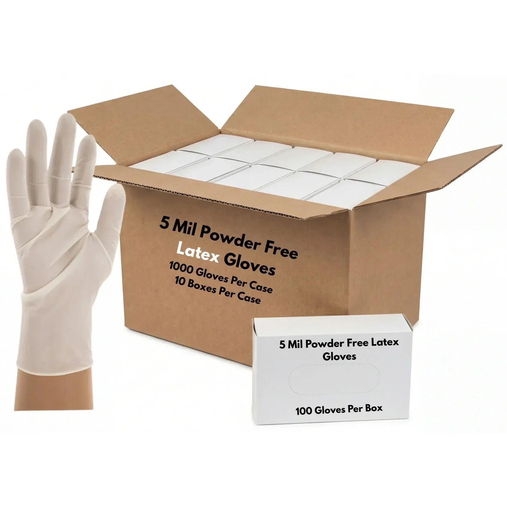 5 Mil Powder Free Latex Gloves - Case of 1000