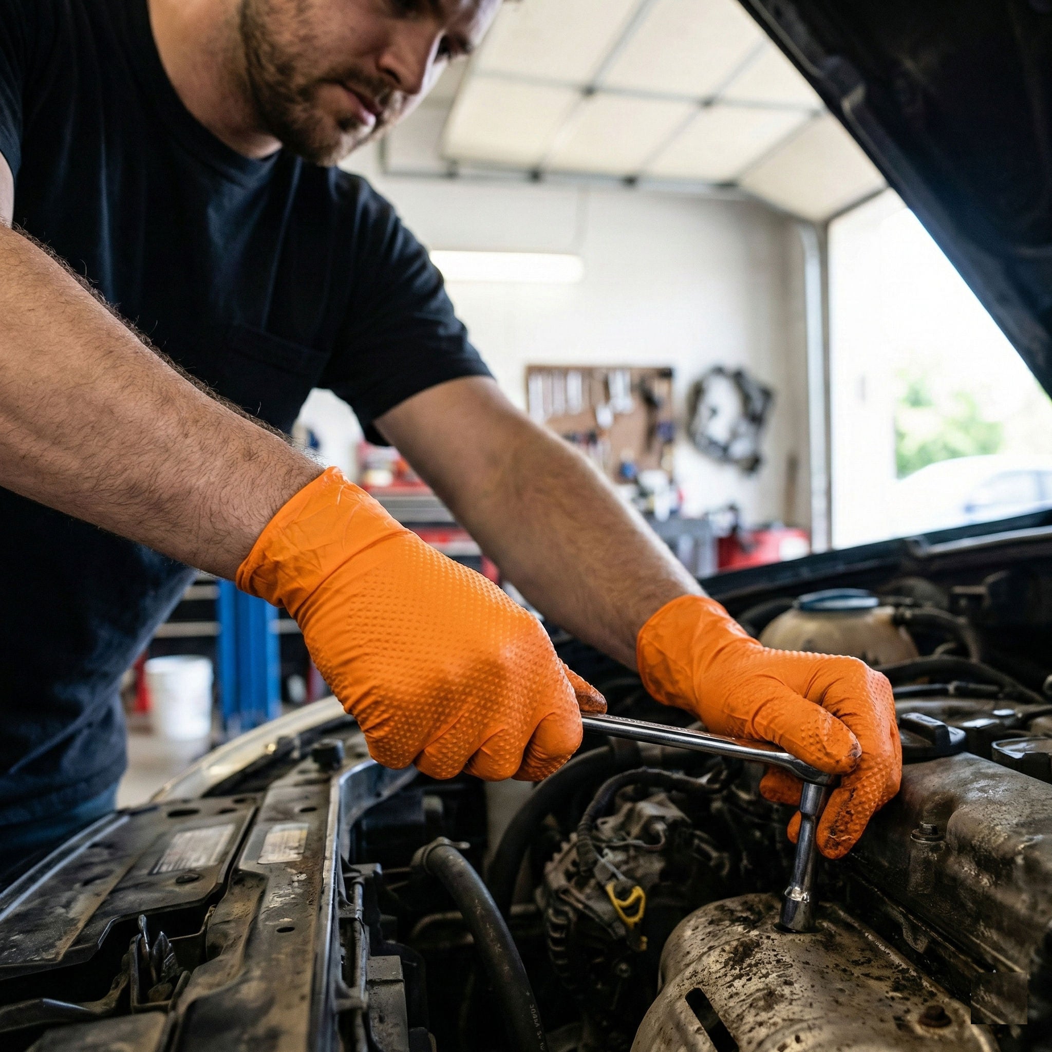 8 Mil HD Orange Nitrile Gloves with Diamond Texture Grip, Case