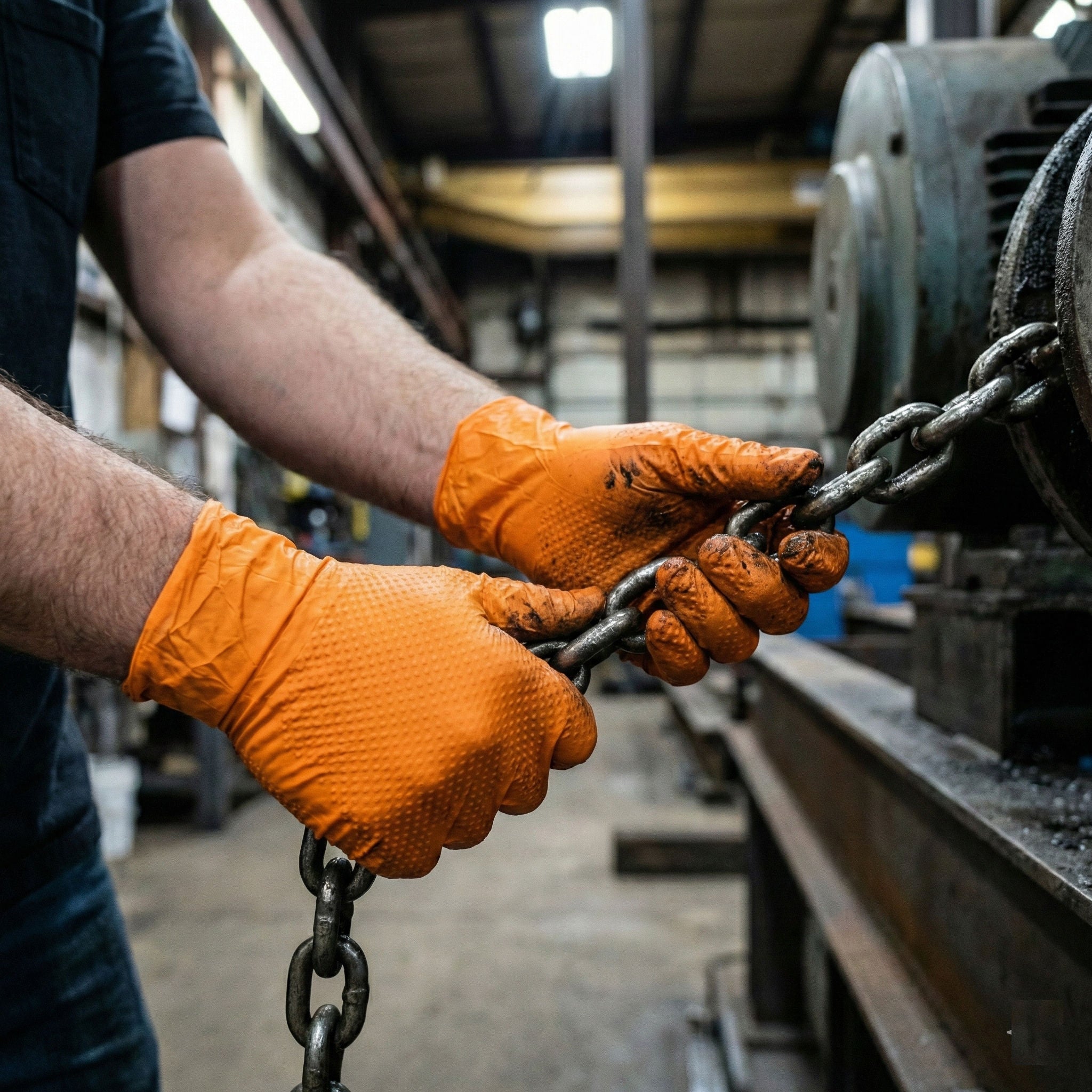 8 Mil HD Orange Nitrile Gloves with Diamond Texture Grip, Case